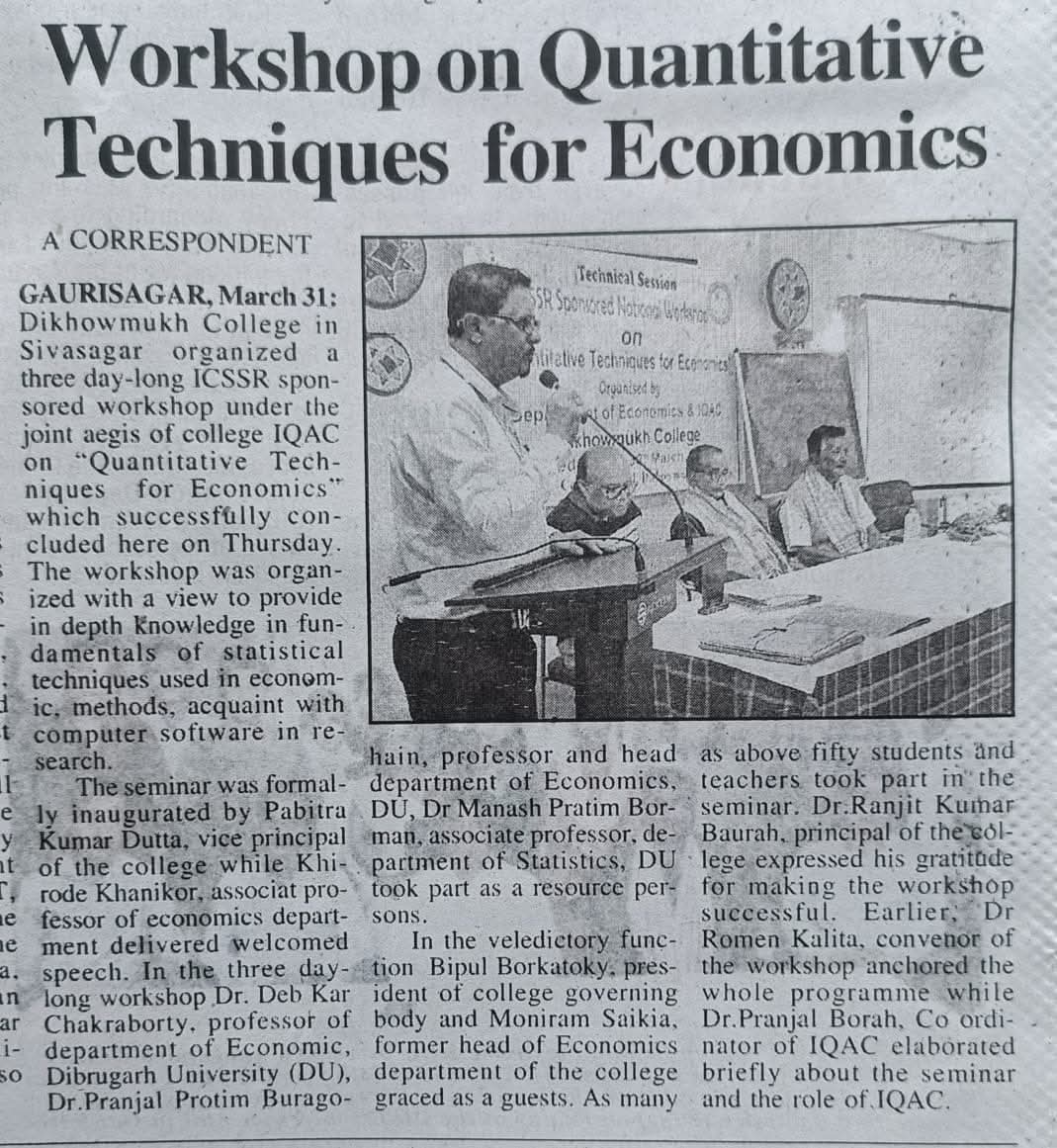 ICSSR Sponsored National Workshop 2023